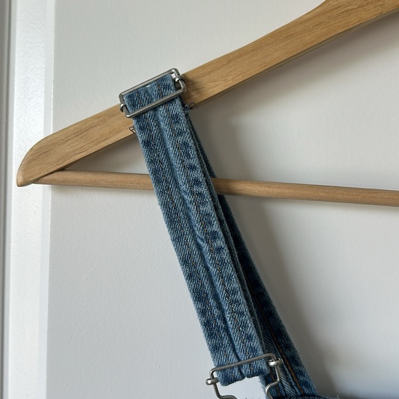 Zara Trafaluc Denim Overall Dress Buttondown Size Small/26 Knee length - Picture 6 of 9